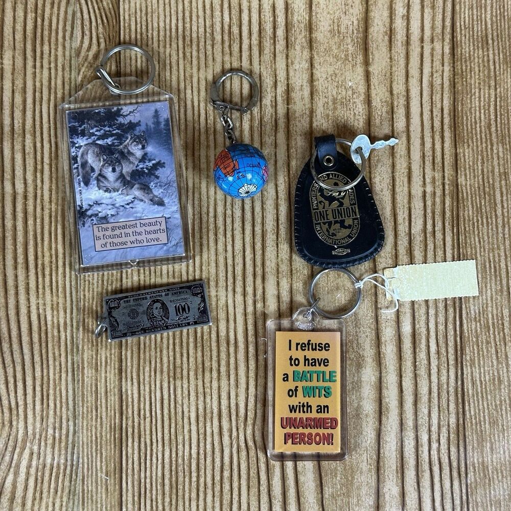 Vintage‎ Collectible Keychains Mixef Lot Globe With USSR Money Novelty Keychain